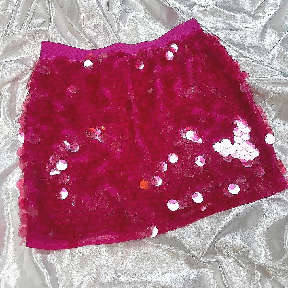 y2k Aeropostale Sequin Mini Skirt Pink Paillette Party Festival XS